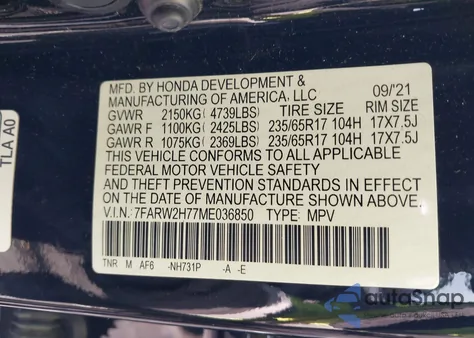 2021 Honda Cr-V Awd Special Edition from USA, damaged, VIN 7FARW2H77ME036850